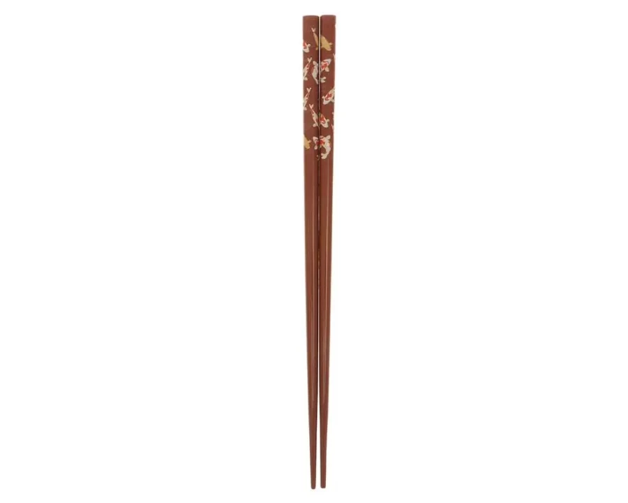 "Elegant Red and Gold Koi Chopsticks Set by Miya Company – Premium Dining Utensils for Stylish Meals"