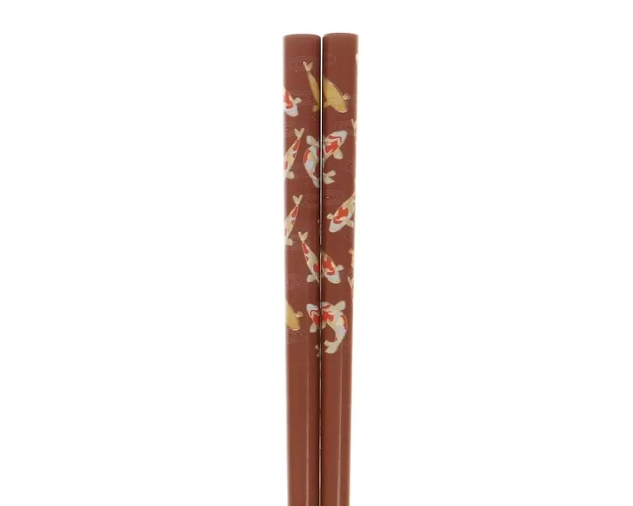 "Elegant Red and Gold Koi Chopsticks Set by Miya Company – Premium Dining Utensils for Stylish Meals"