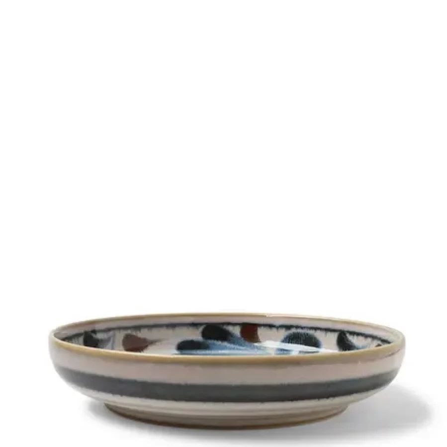 "Rustic Blue Vines 7.75 Inch Shallow Ceramic Bowl by Miya Company – Handcrafted Decorative Serving Dish"