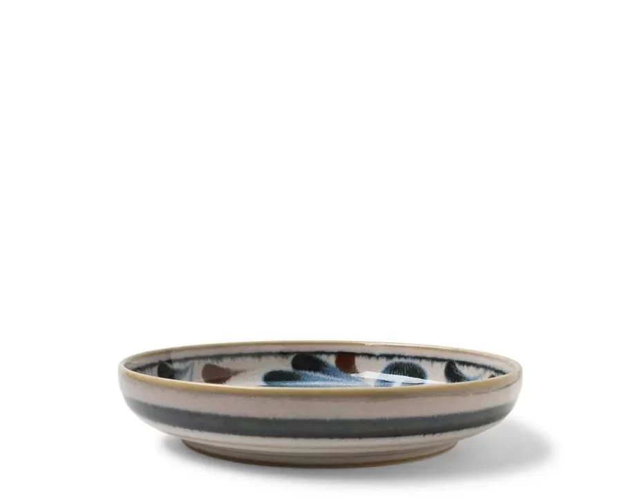 "Rustic Blue Vines 7.75 Inch Shallow Ceramic Bowl by Miya Company – Handcrafted Decorative Serving Dish"