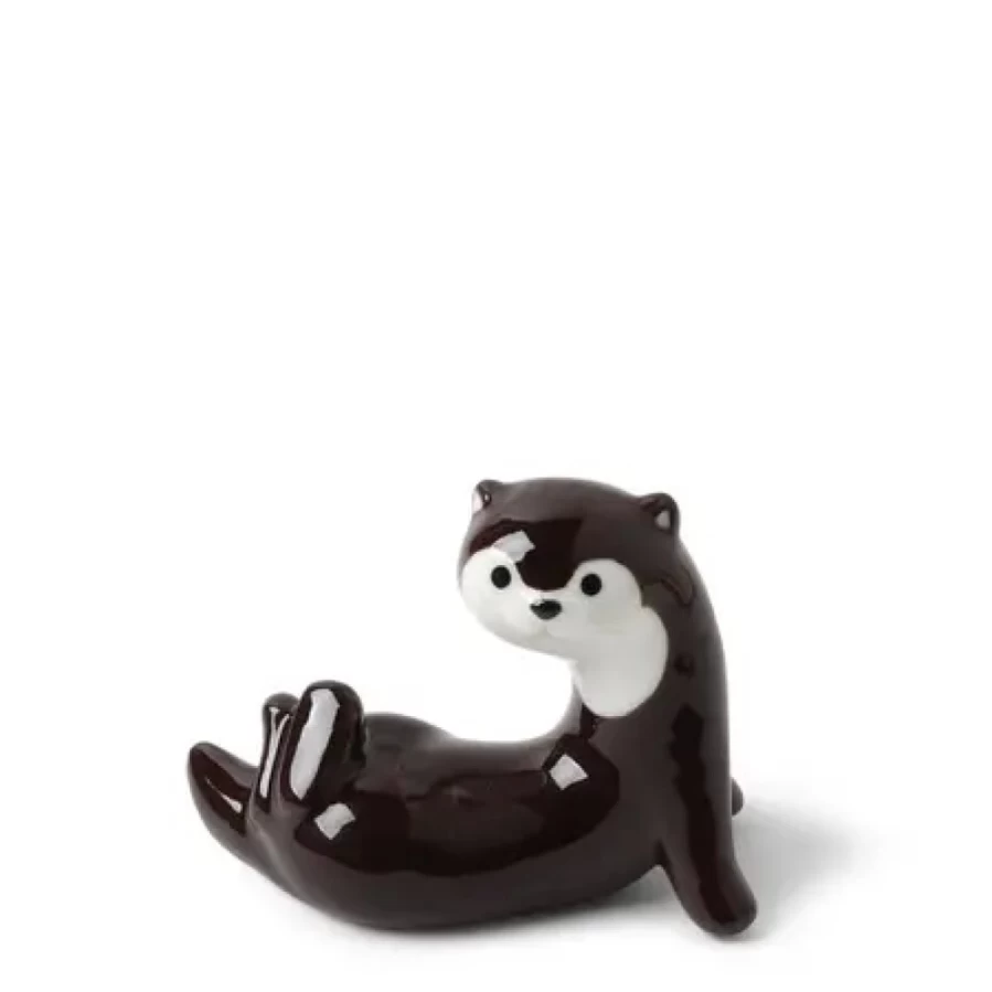 Miya Company Otter-Shaped Chopstick Rest - Dark Brown Ceramic Tableware for Stylish Dining