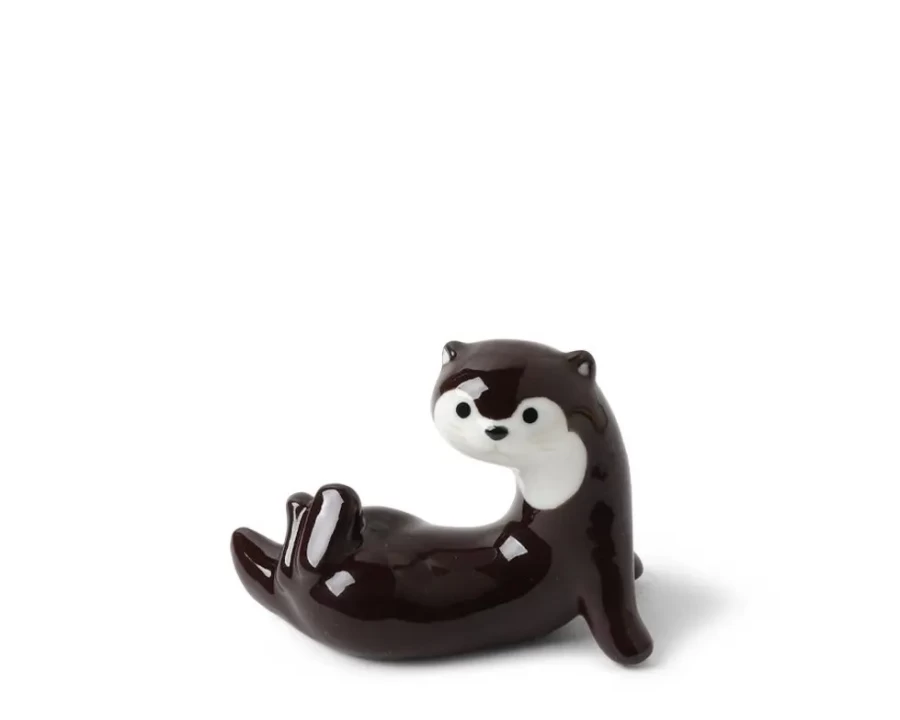 Miya Company Otter-Shaped Chopstick Rest - Dark Brown Ceramic Tableware for Stylish Dining