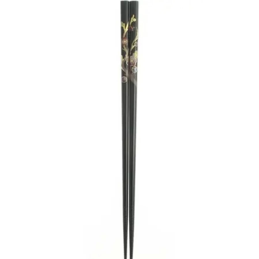 "Premium Black Chopsticks - MIYA COMPANY Elegant Ancient Plum Tree Design"