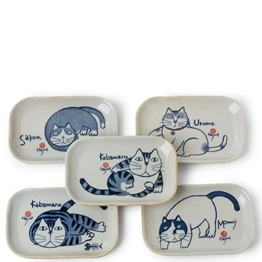 Miya Company Kabamaru 5-Piece Rectangle Plate Set - Durable Dinnerware for Modern Dining