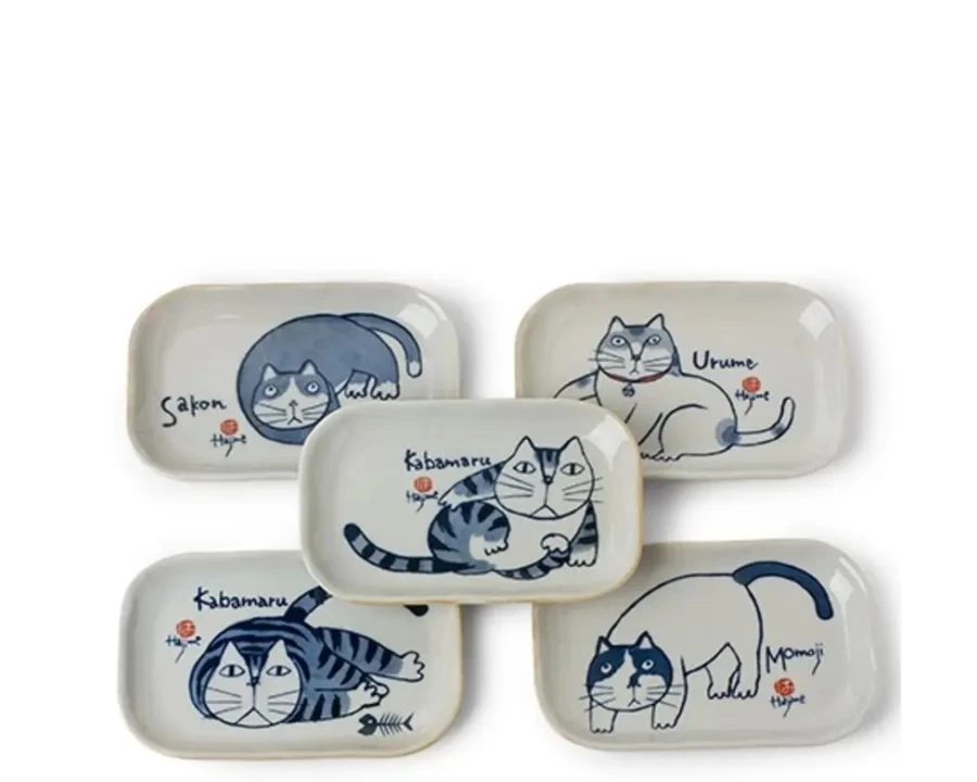 Miya Company Kabamaru 5-Piece Rectangle Plate Set - Durable Dinnerware for Modern Dining