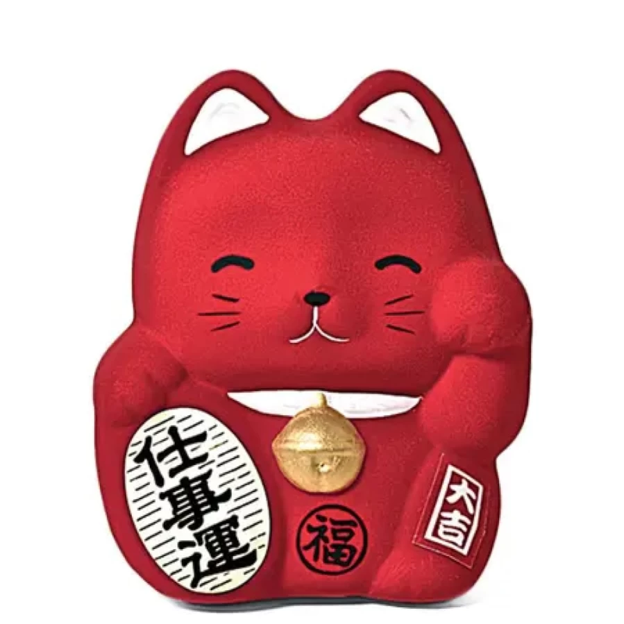 Miya Company Red Feng Shui Fortune Cat Money Bank for Wealth and Good Luck
