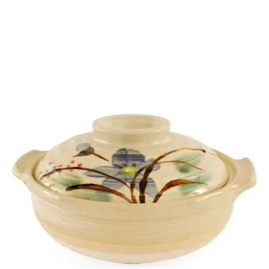 Miya Company Kikyo Donabe Casserole Pot – 64 Oz Japanese Clay Pot for Steaming, Cooking, and Serving – Traditional Stoneware for Stovetop and Oven Use
