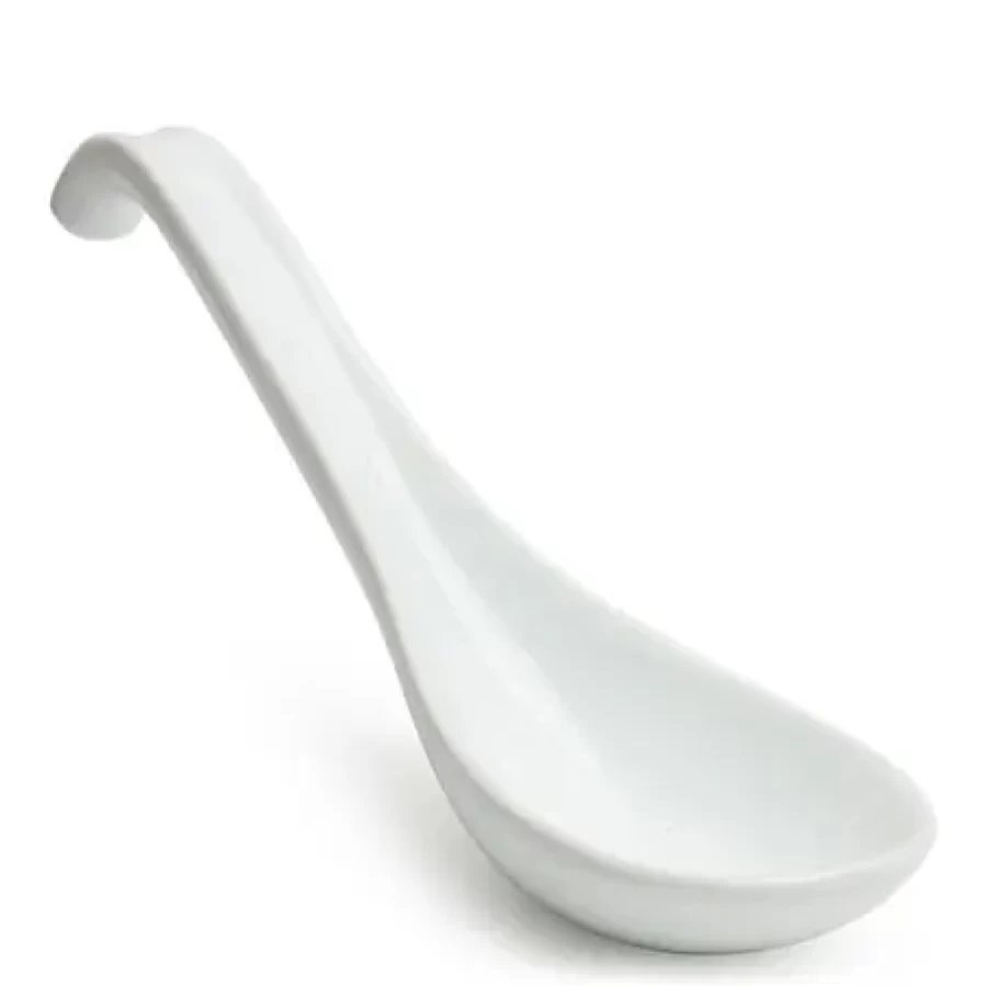 Miya White Soup Spoon with Hook - Durable Hanging Kitchen Utensil for Easy Storage
