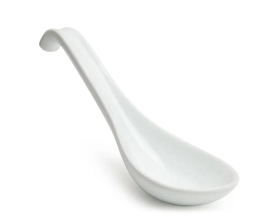 Miya White Soup Spoon with Hook - Durable Hanging Kitchen Utensil for Easy Storage