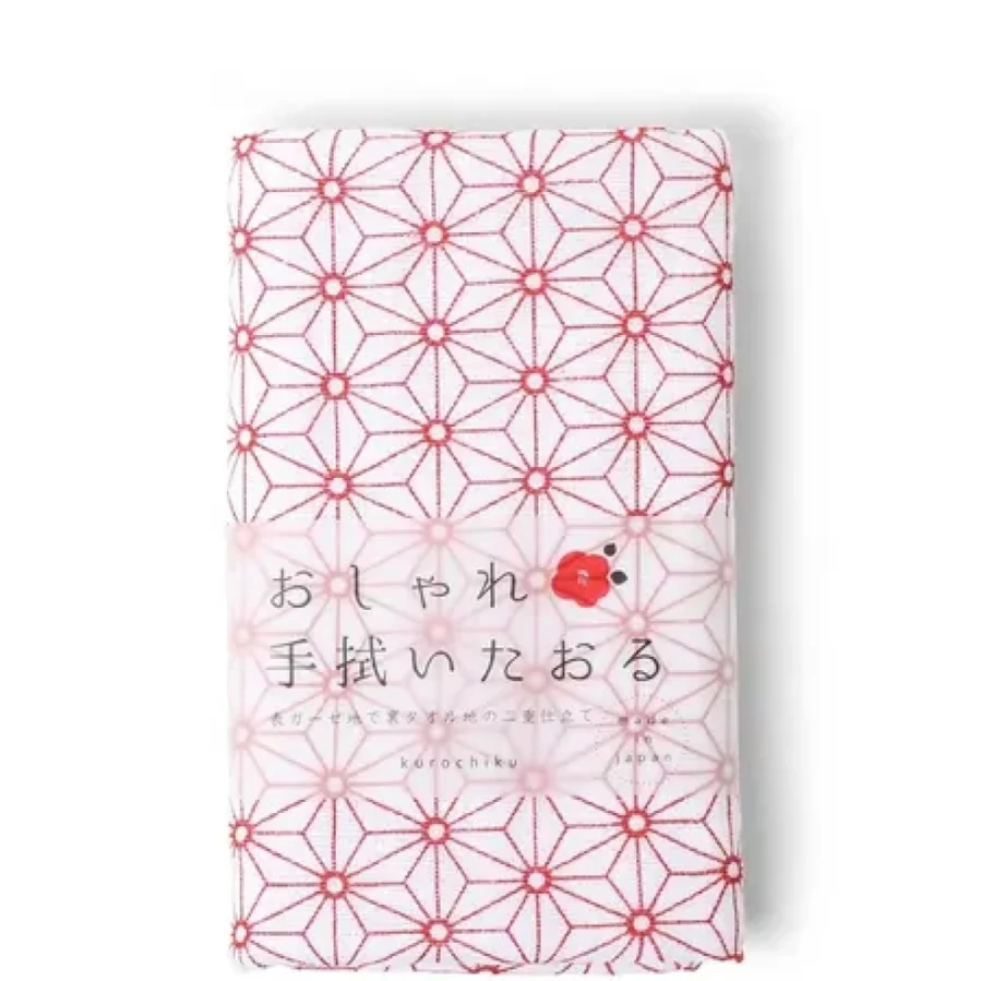 "Premium Red Asanoha Pattern Towel by Miya Company – Soft & Absorbent Bath Towel"