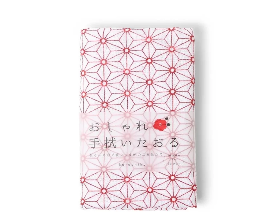 "Premium Red Asanoha Pattern Towel by Miya Company – Soft & Absorbent Bath Towel"