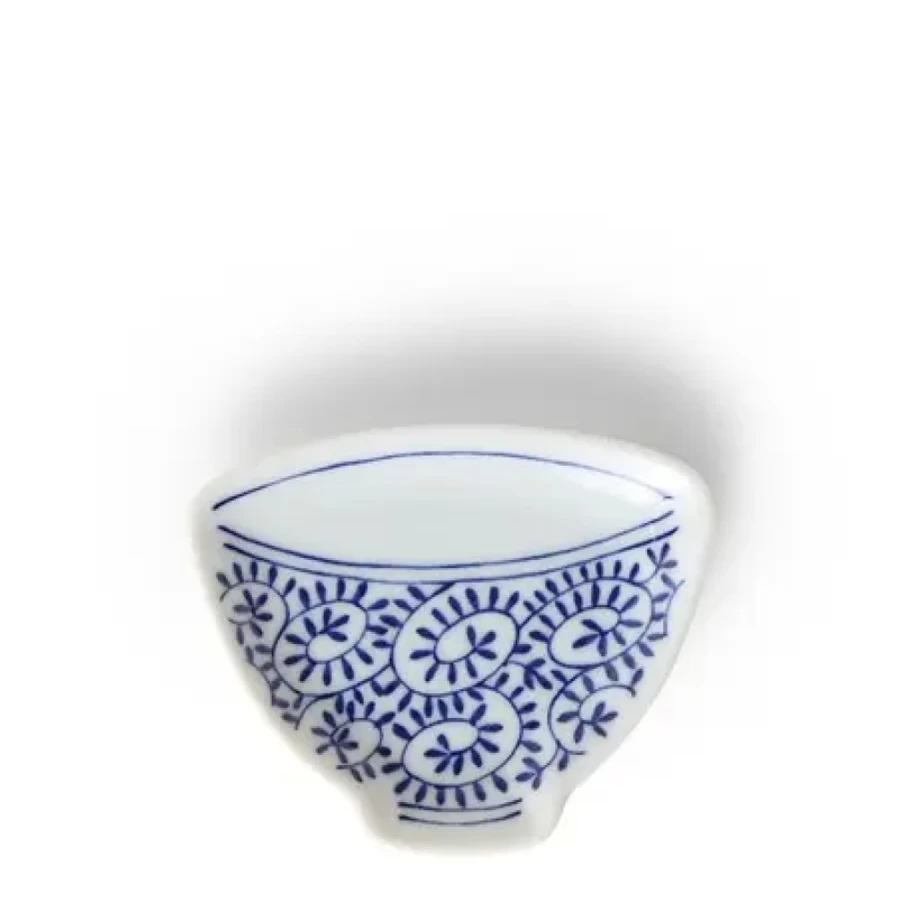 Miya Company Mini Plate 3.75" Blue & White Teacup Design - Japanese Karakusa Pattern Decorative Ceramic Dish