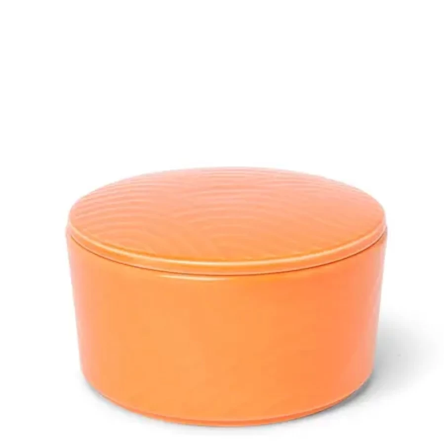 "Miya Company Himari Orange Ceramic Bowl With Lid - Airtight Food Storage Cover"