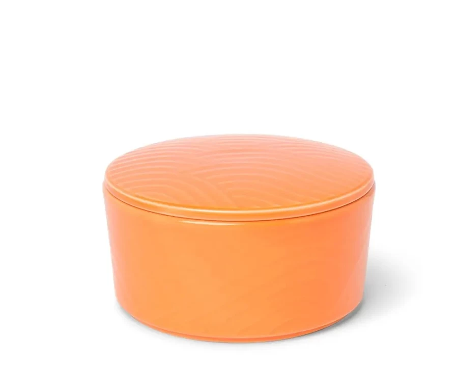 "Miya Company Himari Orange Ceramic Bowl With Lid - Airtight Food Storage Cover"