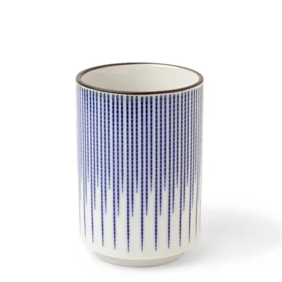 Miya Company Blue Spoke Teacup - Elegant Ceramic Tea Cup for Home & Gifting