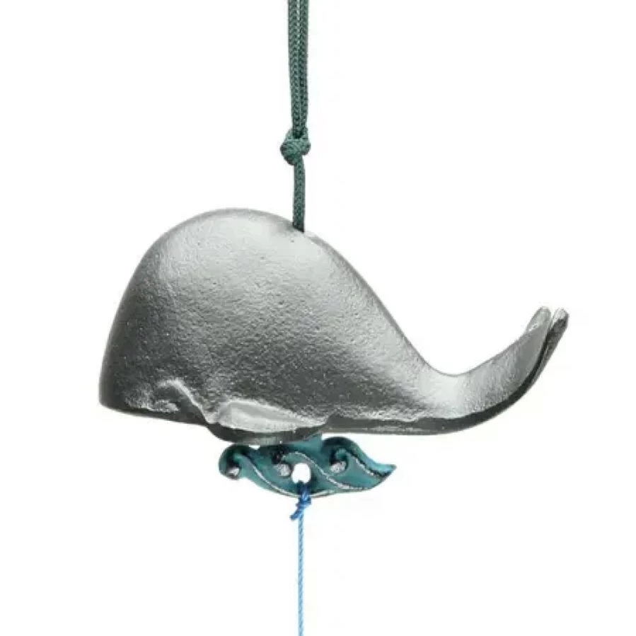 Miya Company Black Whale Wind Chime - Handcrafted Outdoor Decor for Garden and Patio