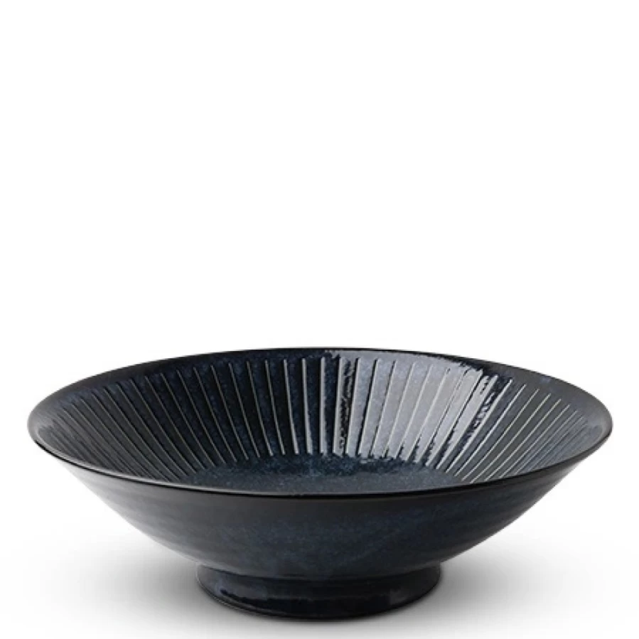 Miya Company Blue Namako Tokusa 9.75-Inch Ceramic Serving Bowl for Dining & Entertaining