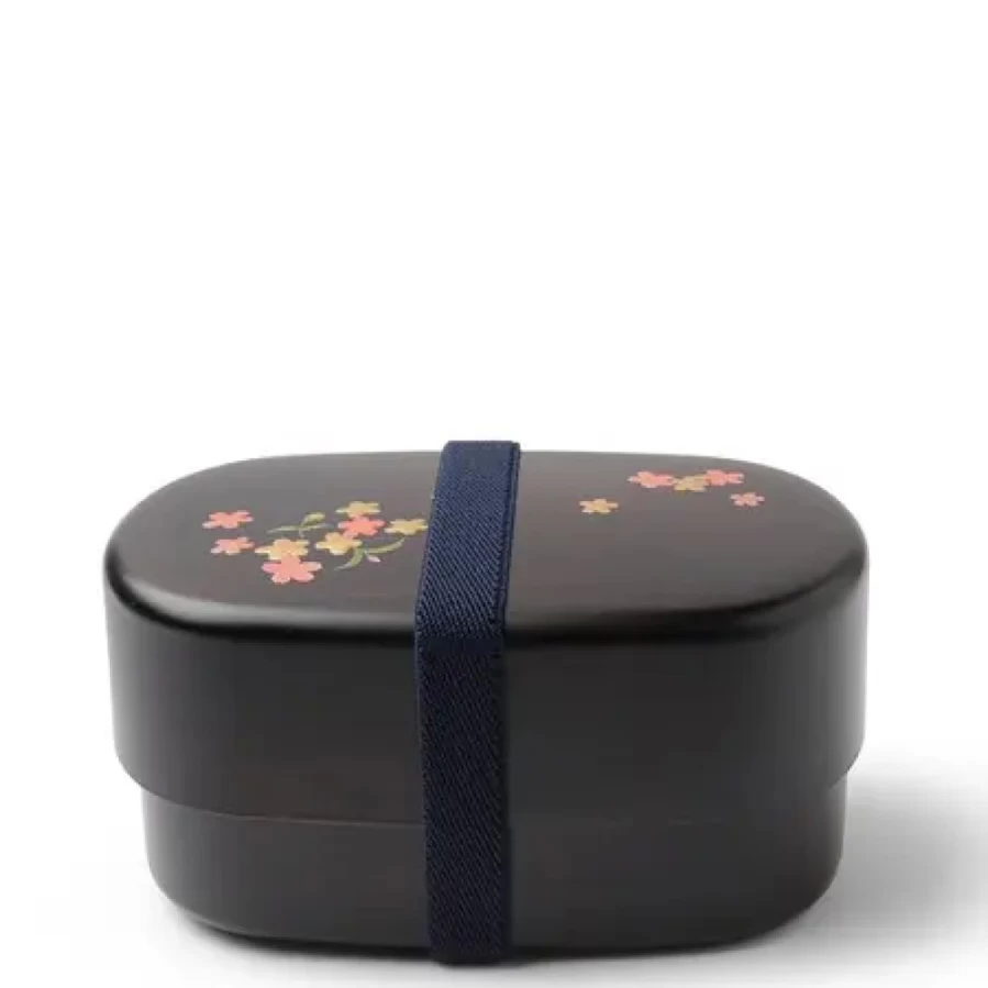 Miya Company Woodgrain Sakura Blossom Bento Box Set - Eco-Friendly Japanese Lunch Container