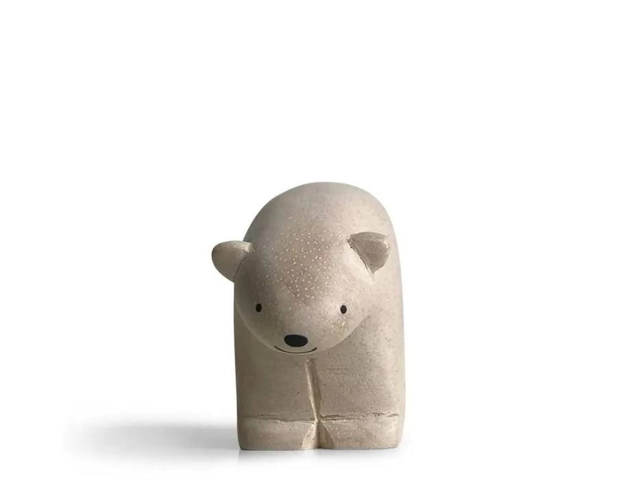 Miya Company T-Lab Wooden Polar Bear Animal Toy - Handcrafted Eco-Friendly Kids Gift