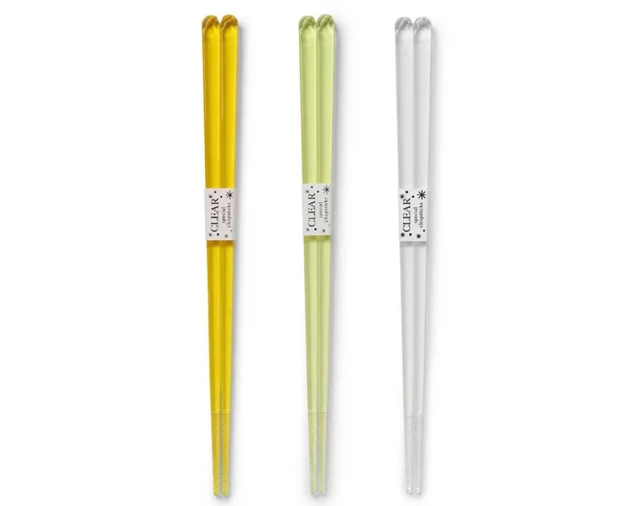 "MIYA COMPANY Acrylic Yellow Chopsticks Set of 3 - Durable Kitchen Utensils for Dining"