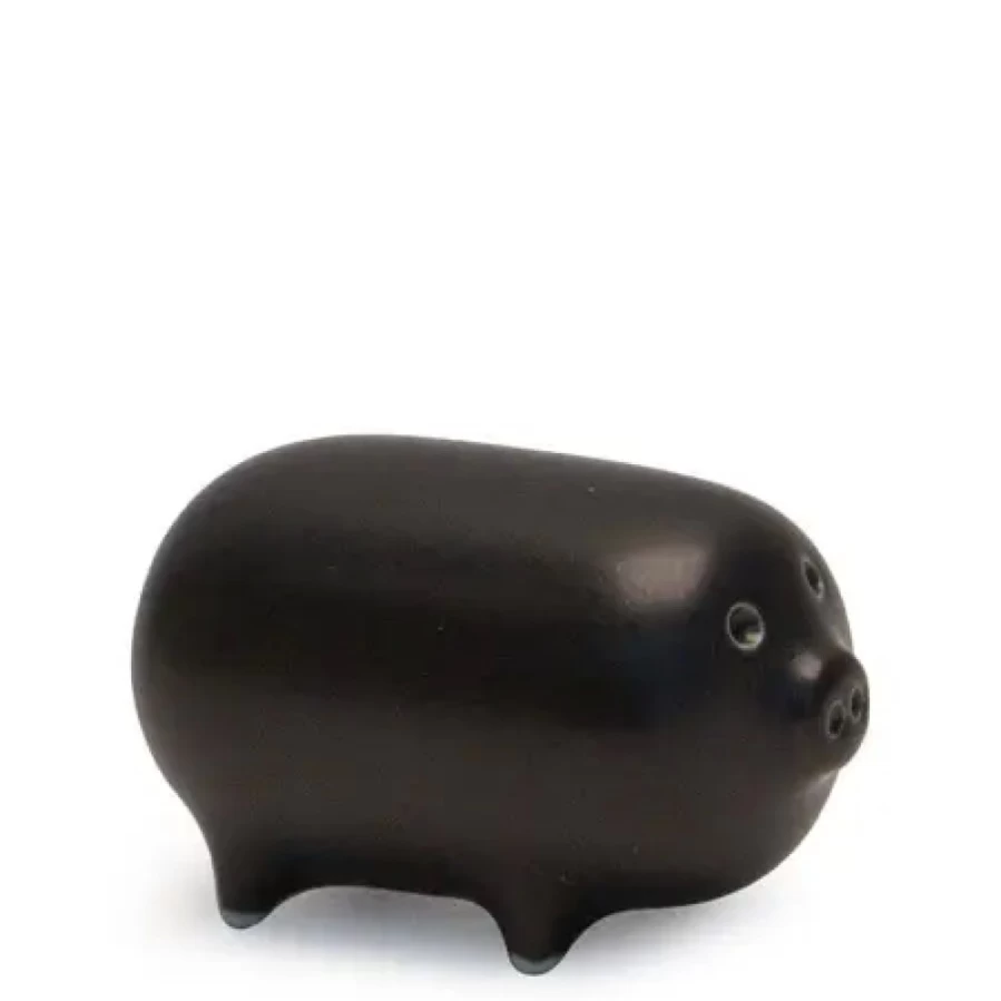 Miya Company Black Pig Figurine - Mori Style Decorative Collectible