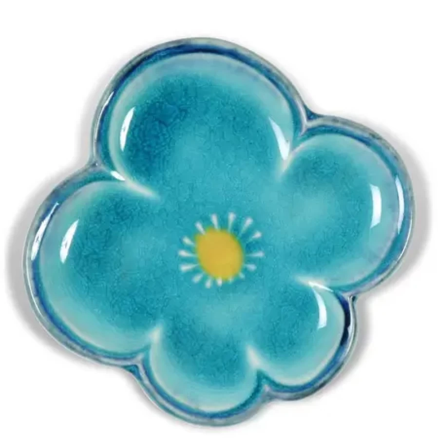 "Handmade Turquoise Blue Ceramic Plate - 4.5 Inch Decorative Dish by Miya Company"