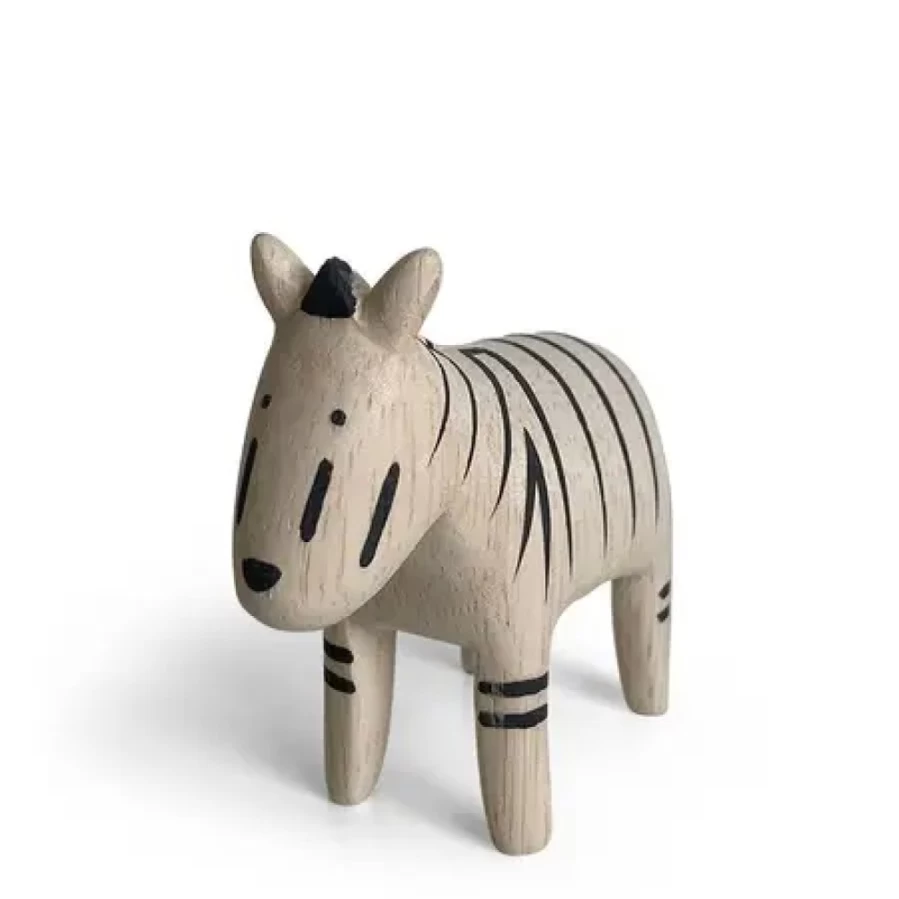 Miya Company T-Lab Wooden Zebra Animal Toy - Handcrafted Eco-Friendly Wood Zebra Figurine for Kids