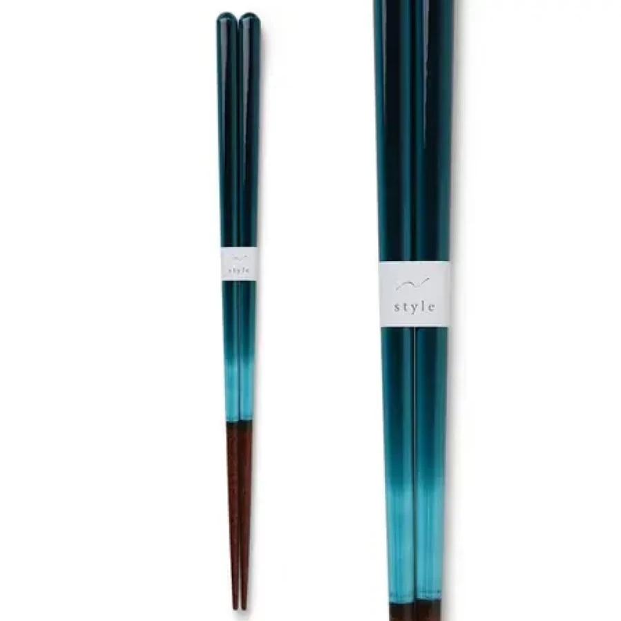 Miya Company Ombre Teal Color Chopsticks - Elegant Handcrafted Asian Dining Utensils
