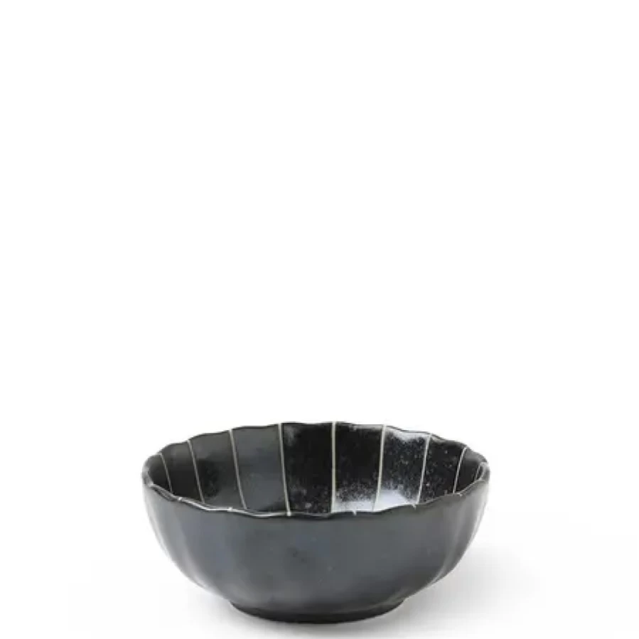 Miya Company Kasa Lines Black 4 Inch Ceramic Bowl - Elegant Dining & Serving Dish
