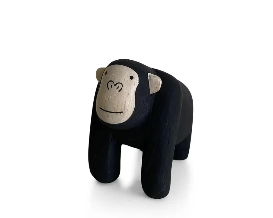 Miya Company T-Lab Wooden Gorilla Animal Toy - Handcrafted Eco-Friendly Figurine for Kids