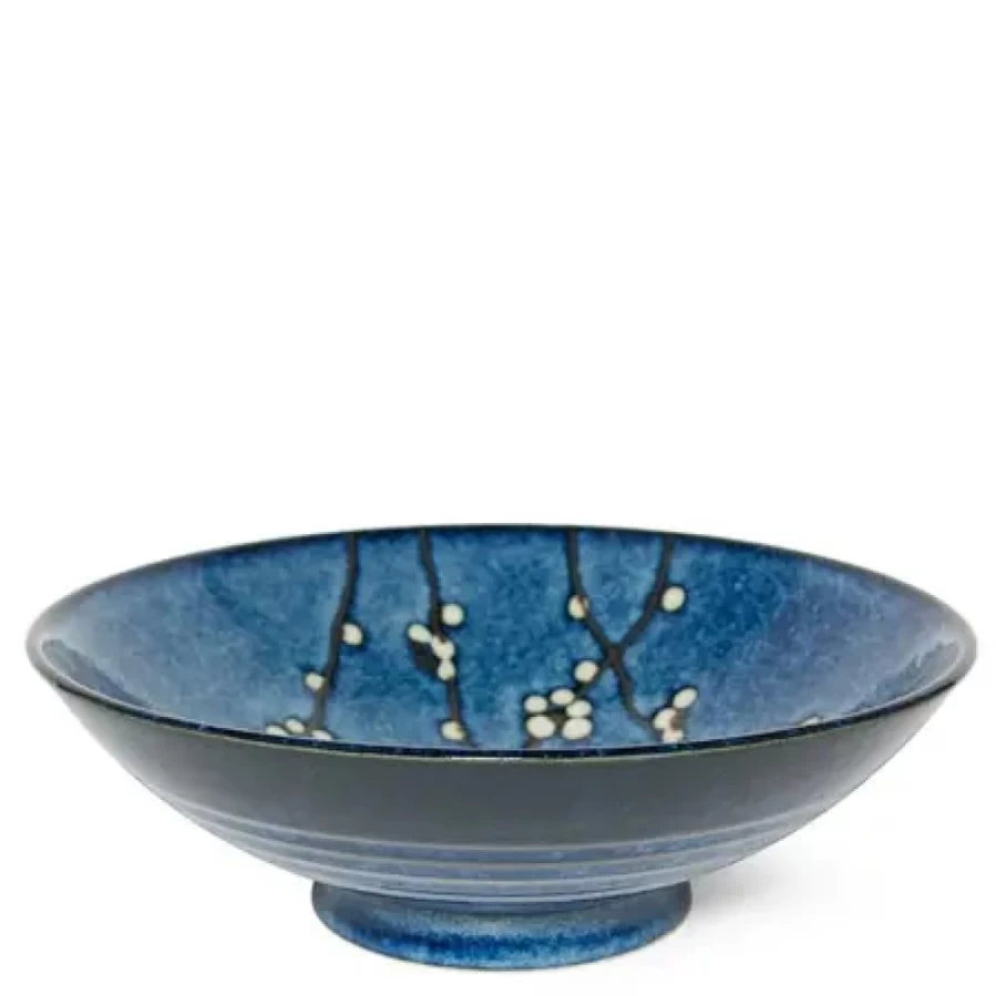 Miya Company Namako Blossoms 9.75-Inch Ceramic Serving Bowl for Dining & Entertaining