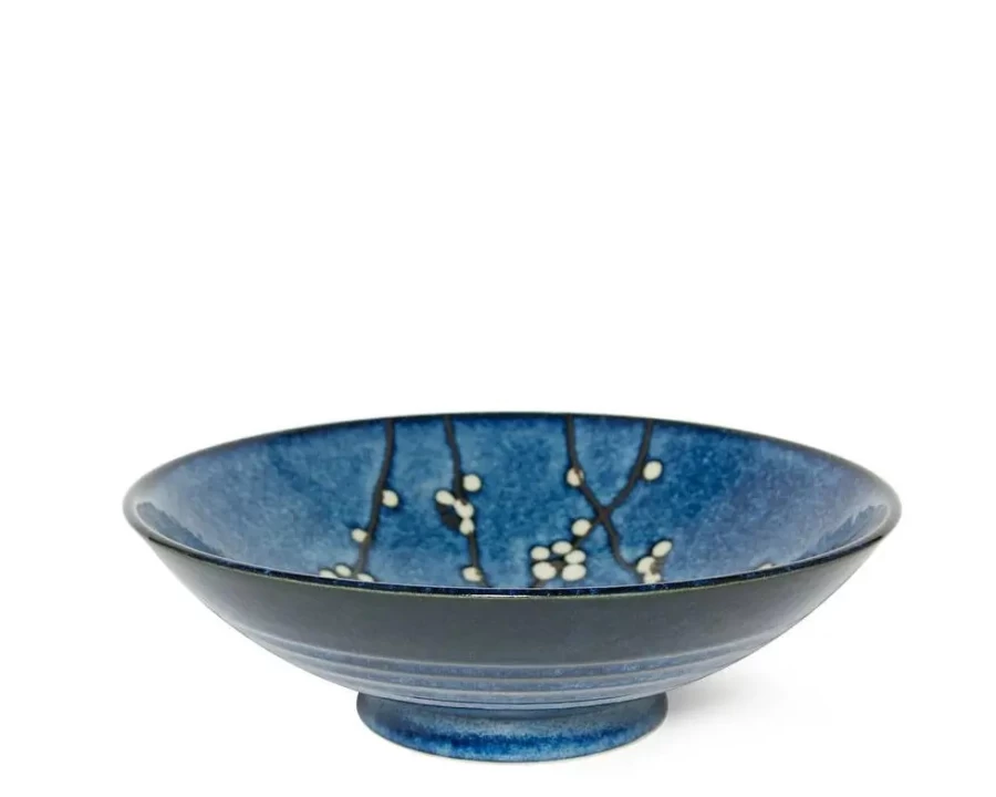 Miya Company Namako Blossoms 9.75-Inch Ceramic Serving Bowl for Dining & Entertaining