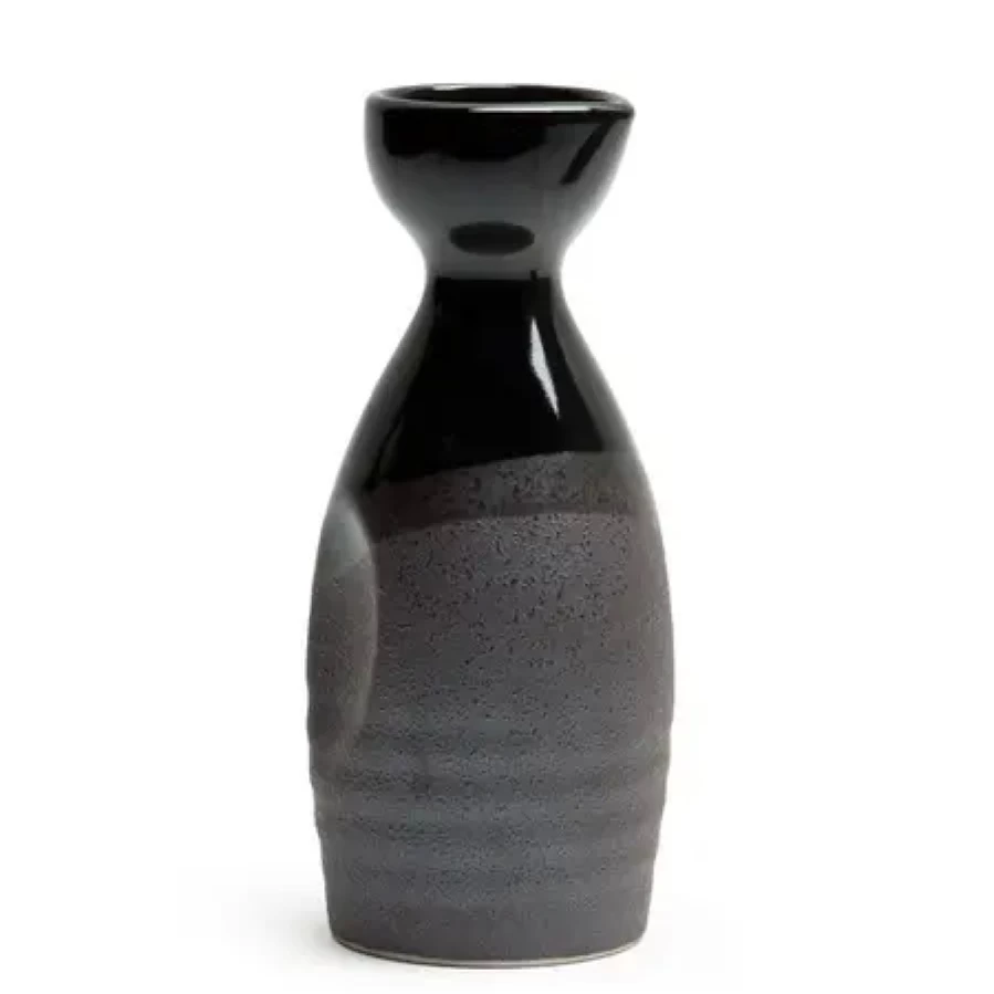 Miya Company Tenmoku Hankake 8 Oz. Sake Bottle - Authentic Japanese Ceramic Sake Flask for Traditional Drinking