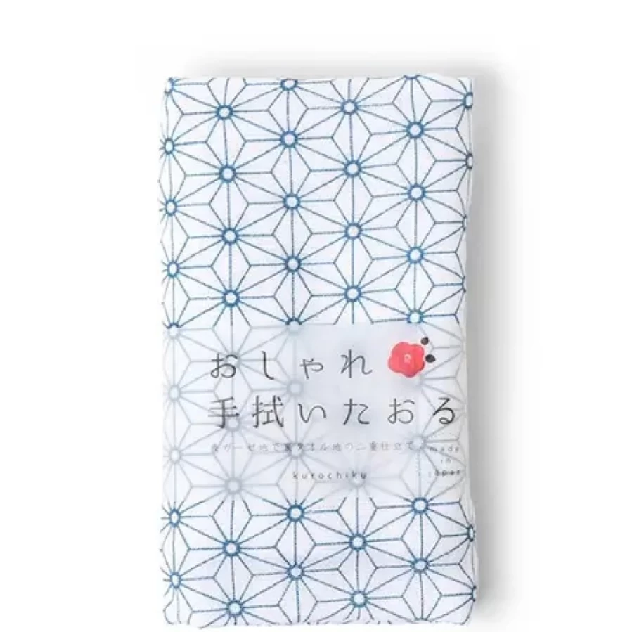 "Premium Blue Asanoha Pattern Towel by Miya Company – Soft & Absorbent Bath Towel"