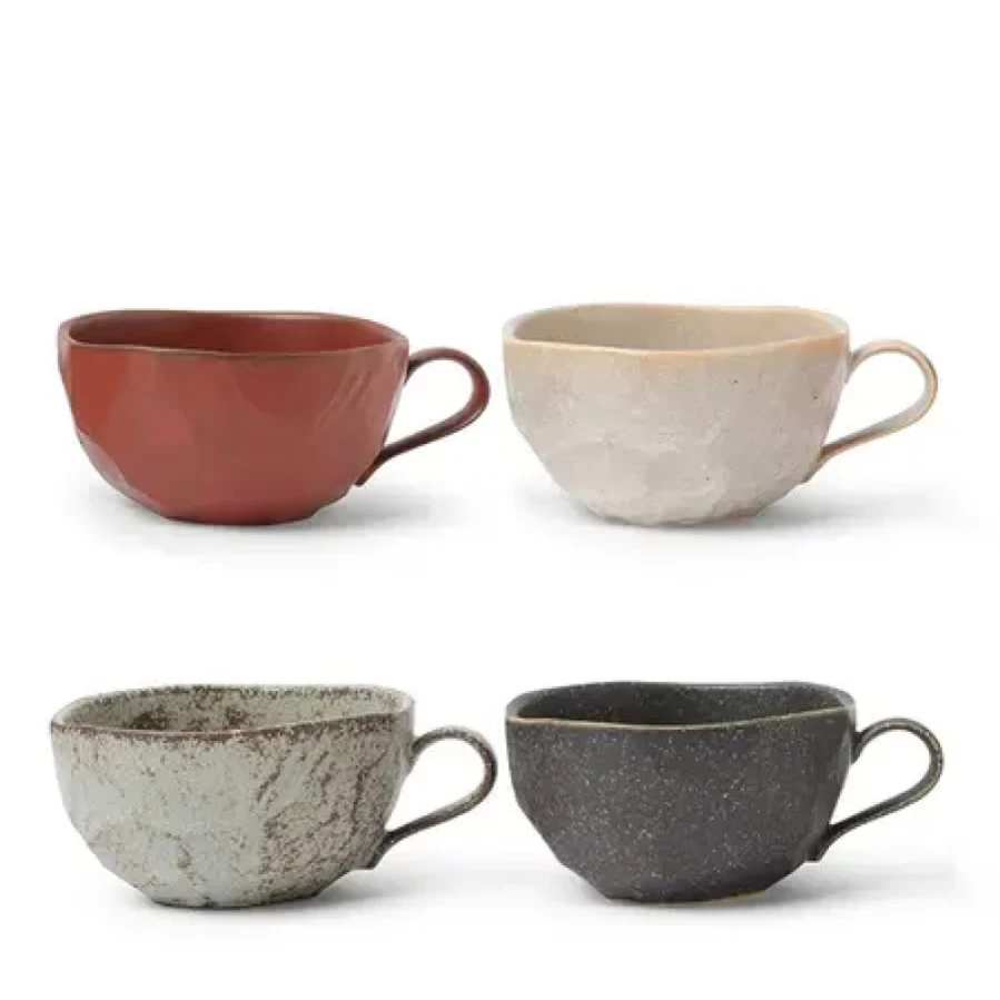 Miya Company Boulder Latte Mug Set - Durable Ceramic Coffee Cups with Modern Design for Home & Cafe Use