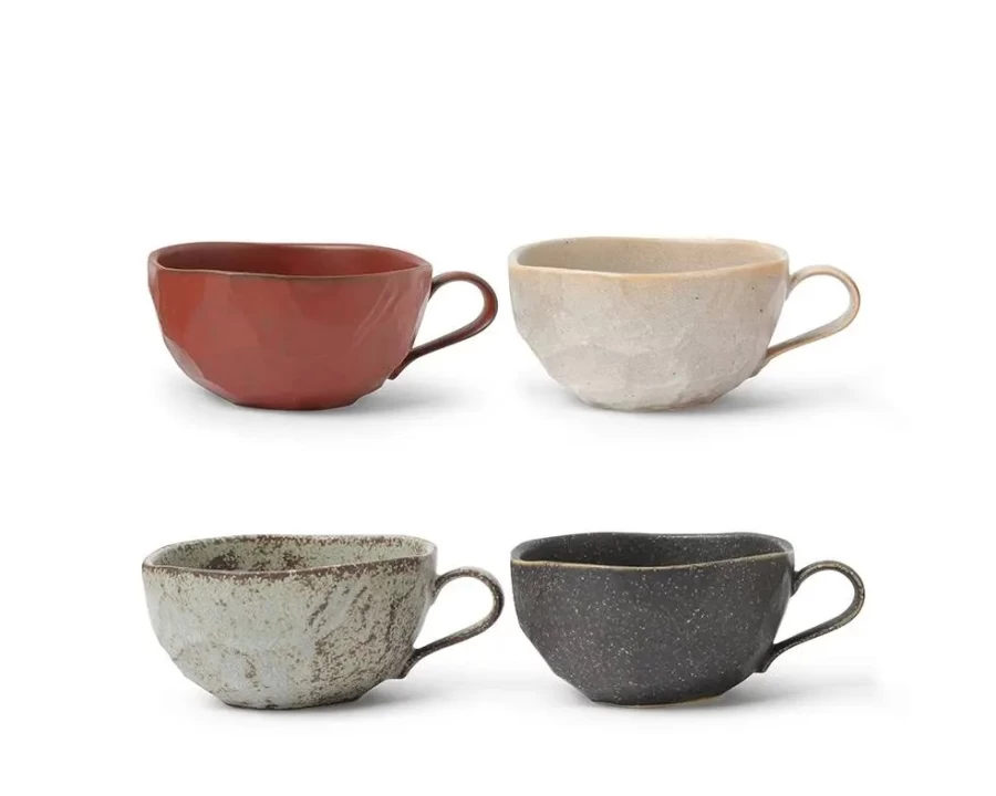 Miya Company Boulder Latte Mug Set - Durable Ceramic Coffee Cups with Modern Design for Home & Cafe Use