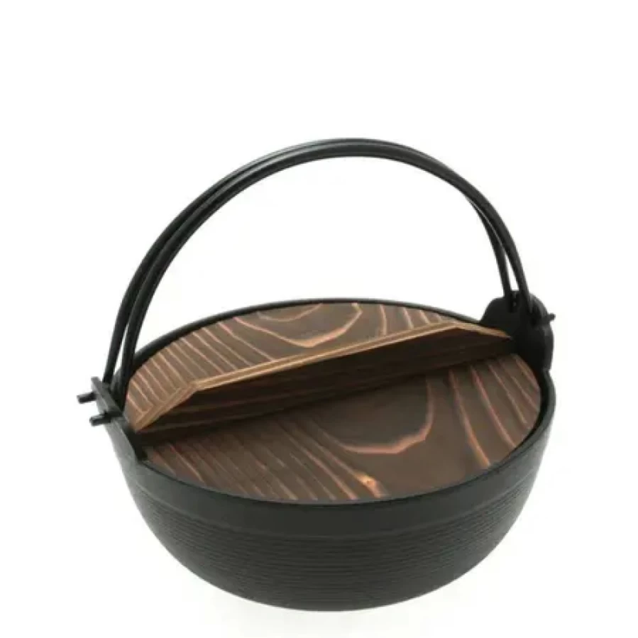 Miya Company Cast Iron Furusato Nabe Pot – 7.38 Inch Japanese Traditional Cooking Pot for Stovetop & Oven Use
