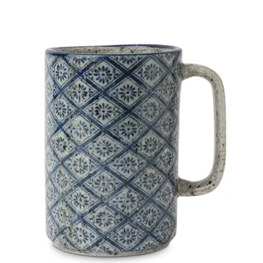 "Miya Company 16 Oz Blue Hishiki Ceramic Mug – Premium Coffee Cup"