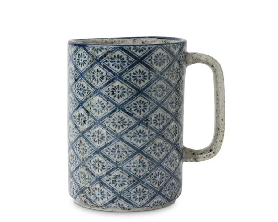 "Miya Company 16 Oz Blue Hishiki Ceramic Mug – Premium Coffee Cup"