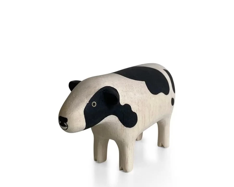 Miya Company Wooden Cow Animal Toy - T-Lab Handcrafted Educational Gift for Kids