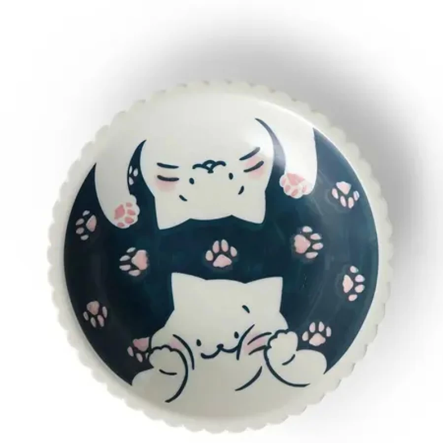Miya Company 8.25 Inch Cat Plate - Durable Ceramic Pet Dish for Food and Water - Cat Life Collection