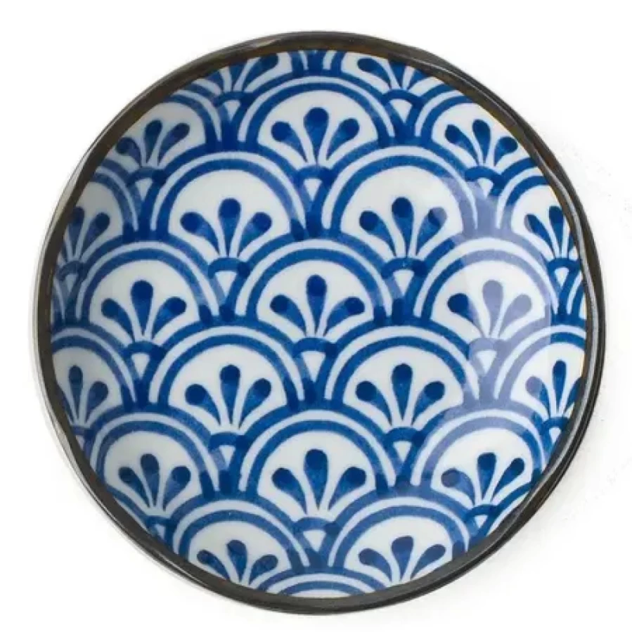 Miya Company Hana Seigaiha Ceramic Plate 4.5 Inch Japanese Floral Design Decorative Dish