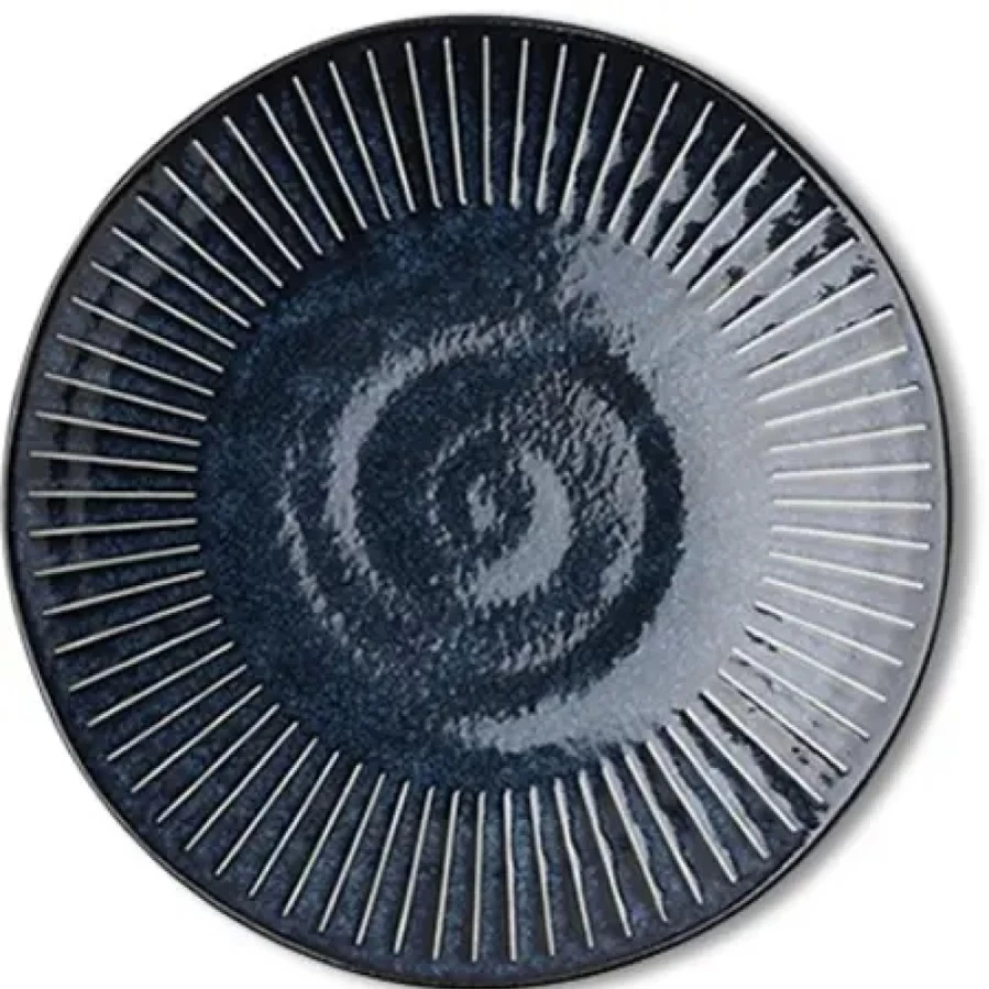 Miya Company Blue Namako Tokusa 9.75 Inch Ceramic Plate – Handcrafted Japanese Dinnerware