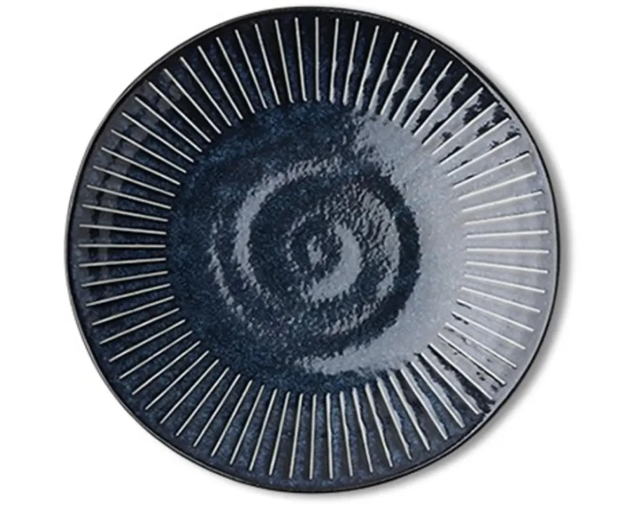 Miya Company Blue Namako Tokusa 9.75 Inch Ceramic Plate – Handcrafted Japanese Dinnerware