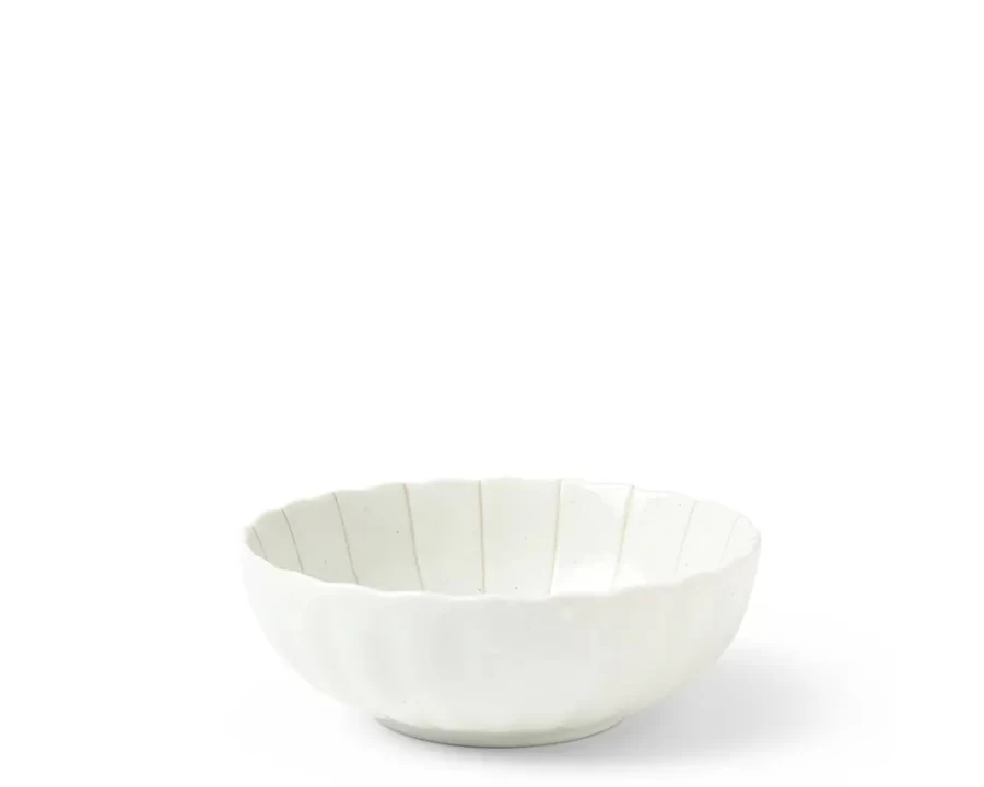 Miya Company Kasa Lines White Ceramic Bowl 5.5 Inch Dining Tableware