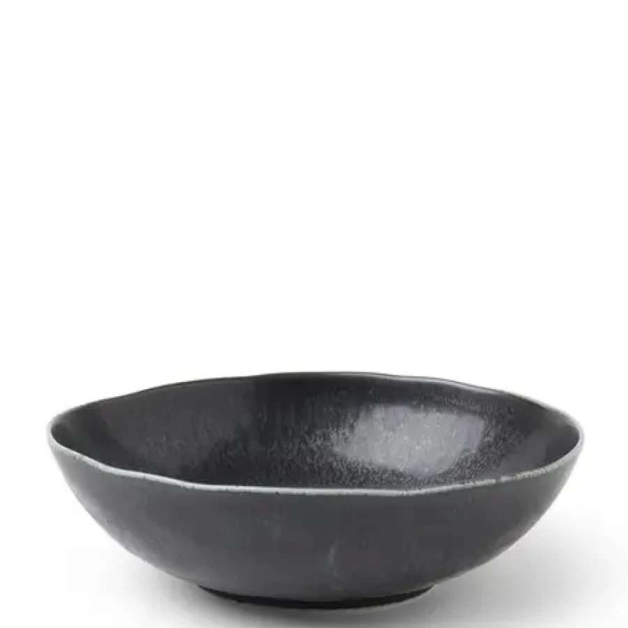Miya Company 8 Inch Black Cosmos Bowl - Durable Ceramic Serving Bowl for Dining & Decor