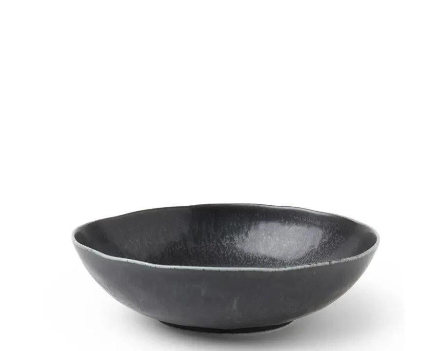 Miya Company 8 Inch Black Cosmos Bowl - Durable Ceramic Serving Bowl for Dining & Decor