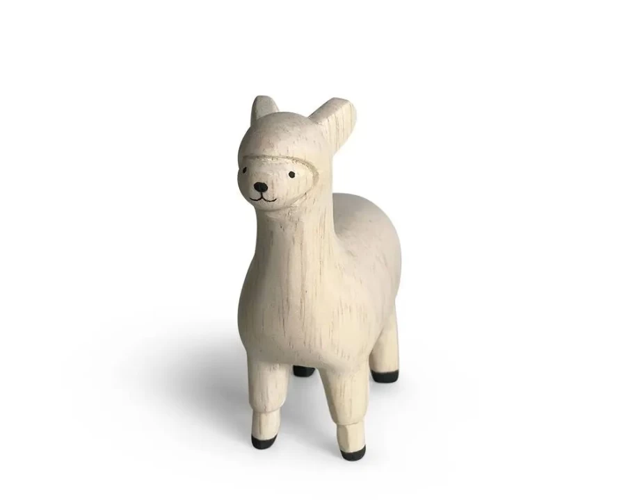Miya Company T-Lab Wooden Alpaca Animal Toy - Handcrafted Eco-Friendly Kids Gift