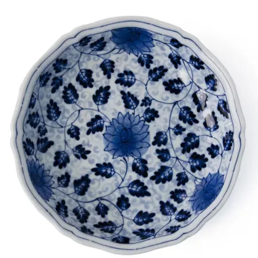 Miya Company Ai Karakusa 6.75-Inch Decorative Dessert Plate Japanese Floral Design