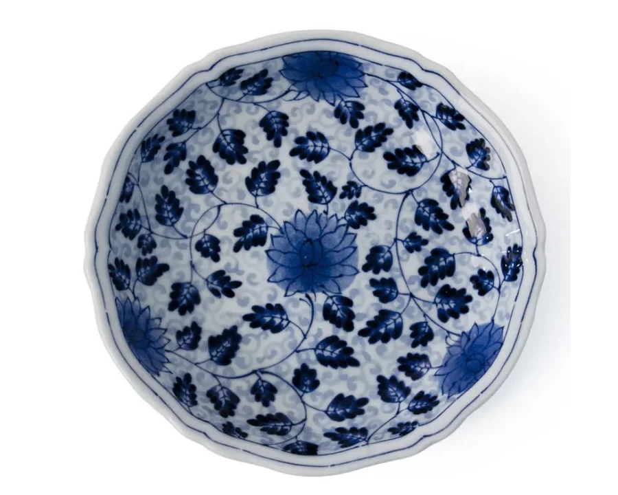 Miya Company Ai Karakusa 6.75-Inch Decorative Dessert Plate Japanese Floral Design